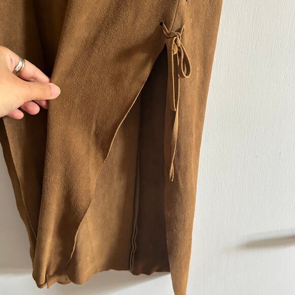 Maxfield Parrish Genuine Suede Maxi Skirt – Tan-Lace-Up Side Slit – Made in GB - Picture 4 of 10